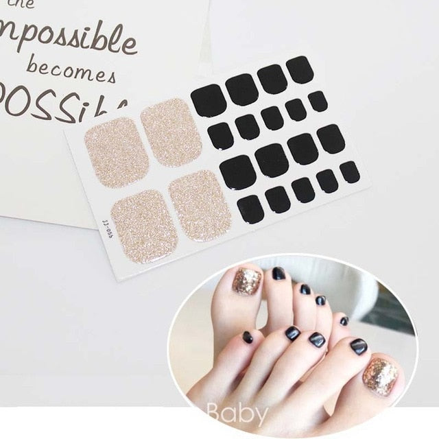 Toe Nail Sticker Glitter Full Cover Decal Strip