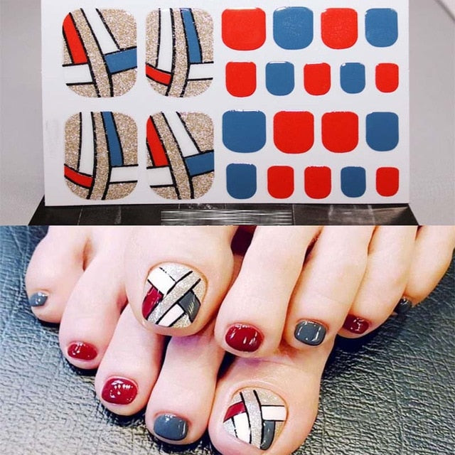 Toe Nail Sticker Glitter Full Cover Decal Strip