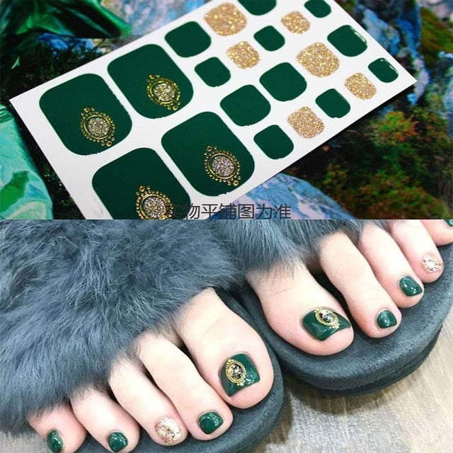 Toe Nail Sticker Glitter Full Cover Decal Strip