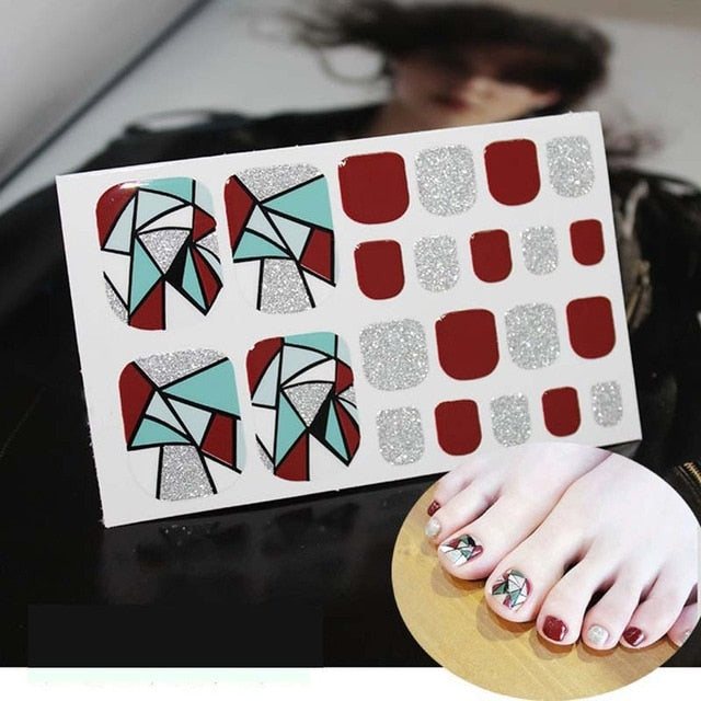 Toe Nail Sticker Glitter Full Cover Decal Strip