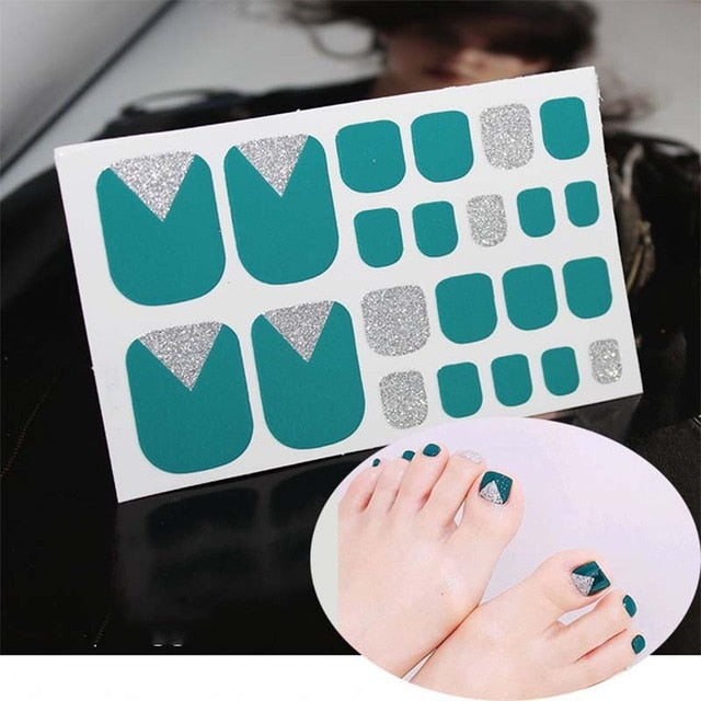 Toe Nail Sticker Glitter Full Cover Decal Strip