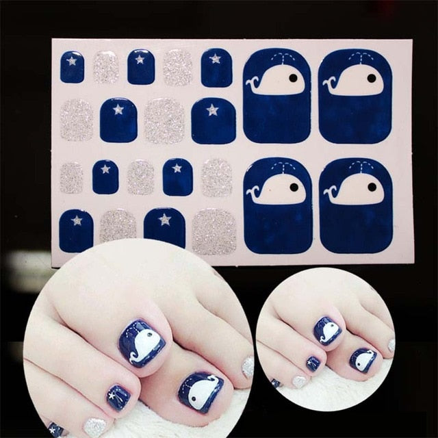 Toe Nail Sticker Glitter Full Cover Decal Strip