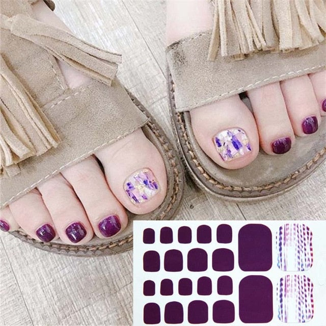 Toe Nail Sticker Glitter Full Cover Decal Strip