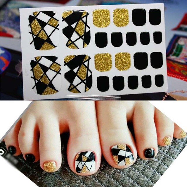 Toe Nail Sticker Glitter Full Cover Decal Strip