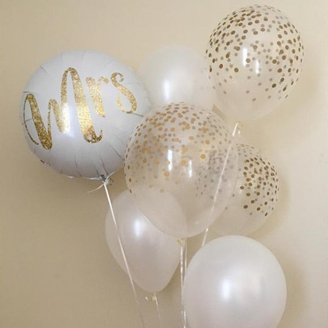 18inch White Gold Glitter Mr & Mrs LOVE Foil Balloons