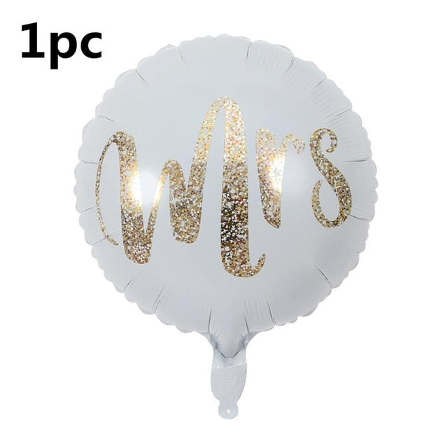 18inch White Gold Glitter Mr & Mrs LOVE Foil Balloons