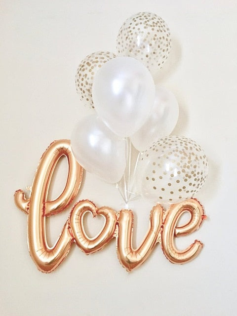 18inch White Gold Glitter Mr & Mrs LOVE Foil Balloons