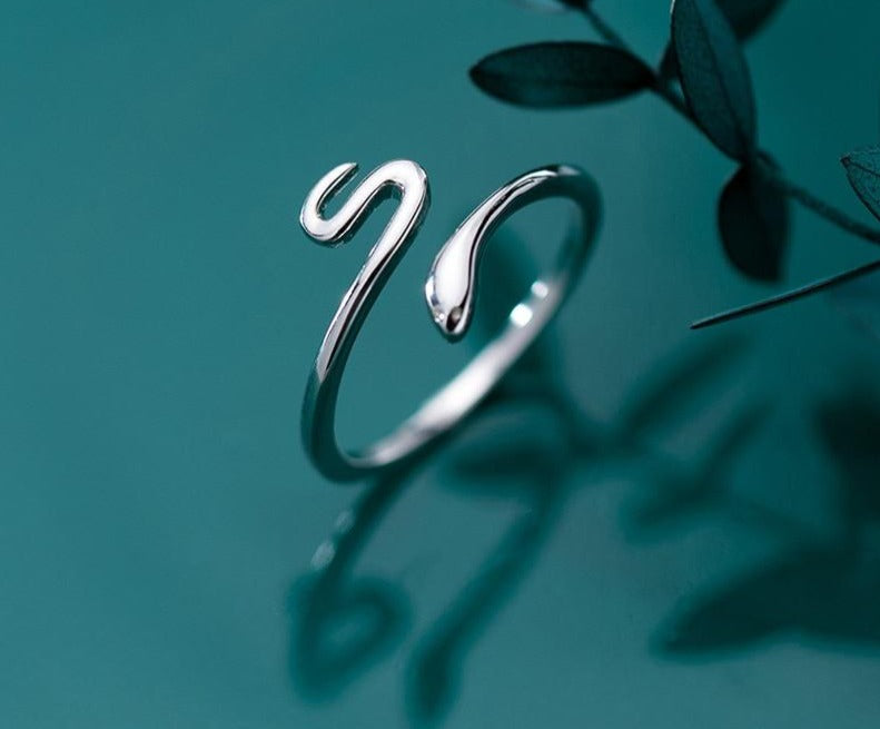 Snake 925 Sterling Silver Adjustable Ring