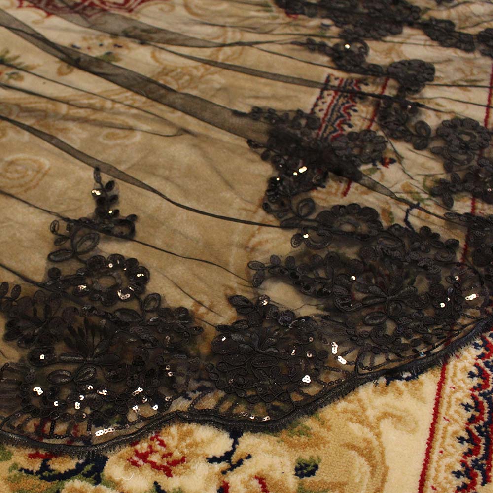 Cathedral Black Wedding Veil One Layer 3M