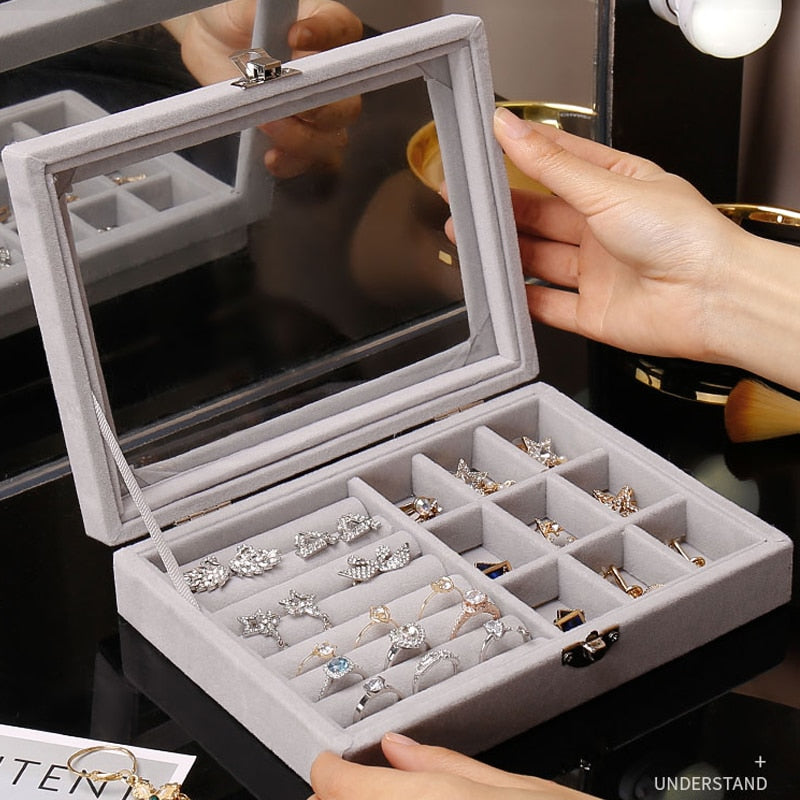 Portable Velvet Jewelry Organizer Box