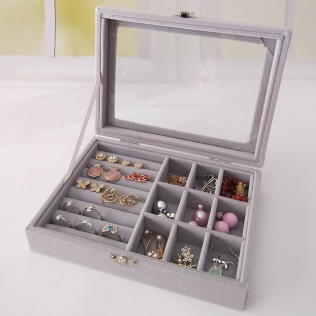 Portable Velvet Jewelry Organizer Box