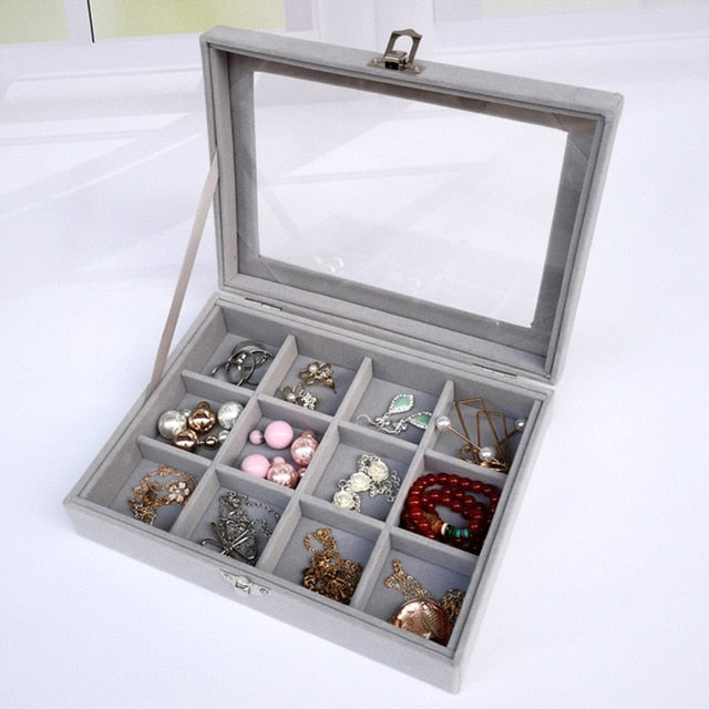 Portable Velvet Jewelry Organizer Box