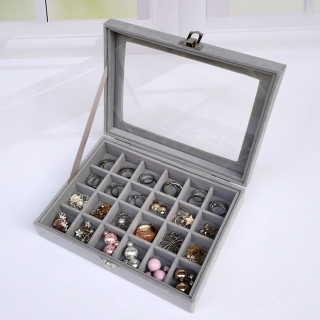 Portable Velvet Jewelry Organizer Box