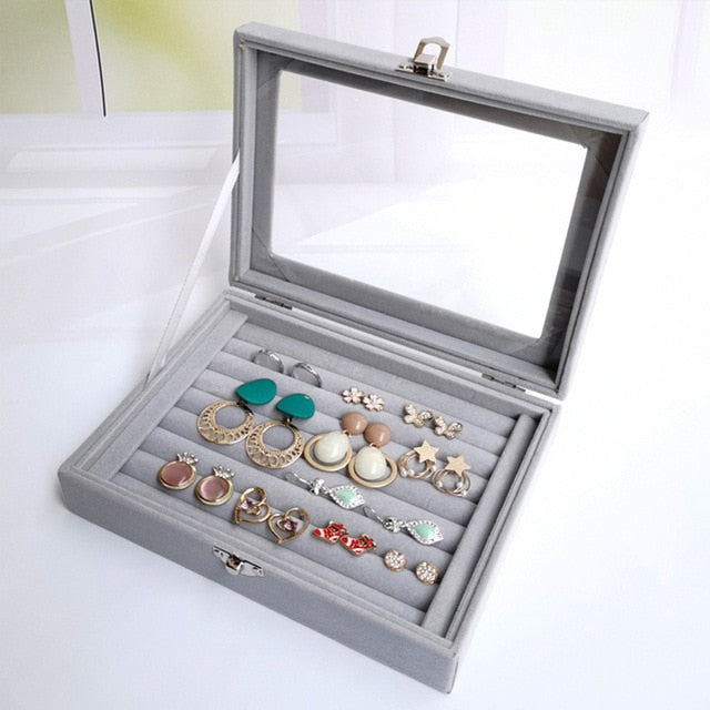 Portable Velvet Jewelry Organizer Box