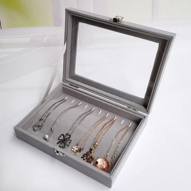 Portable Velvet Jewelry Organizer Box