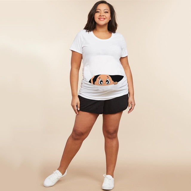 Summer Cartoon Maternity Pregnancy Tee
