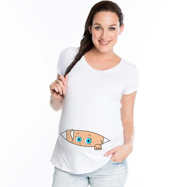 Summer Cartoon Maternity Pregnancy Tee