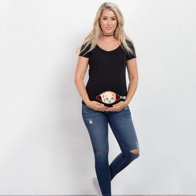 Summer Cartoon Maternity Pregnancy Tee