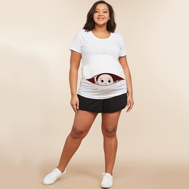 Summer Cartoon Maternity Pregnancy Tee