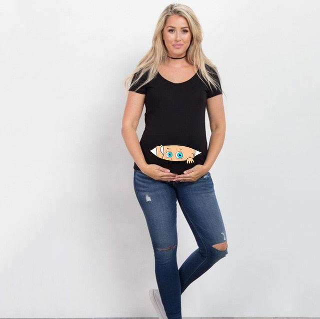 Summer Cartoon Maternity Pregnancy Tee