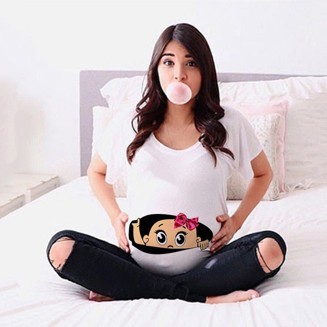 Summer Cartoon Maternity Pregnancy Tee
