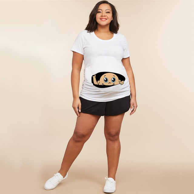 Summer Cartoon Maternity Pregnancy Tee