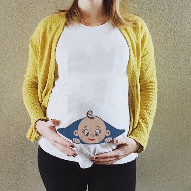 Summer Cartoon Maternity Pregnancy Tee