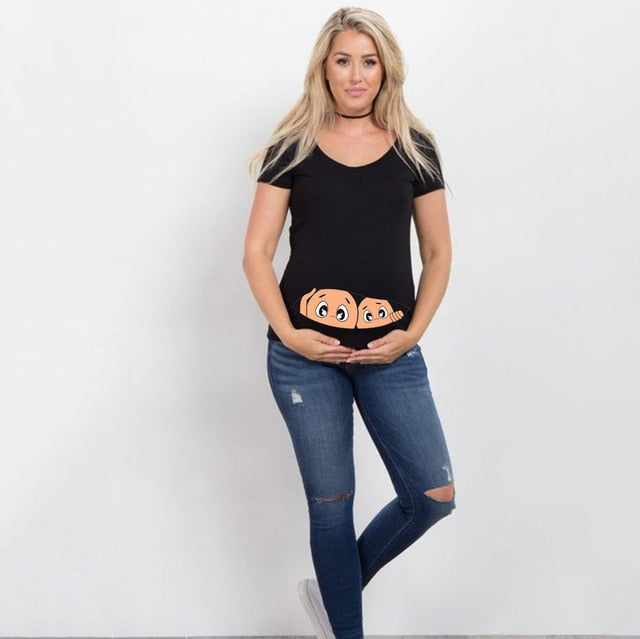 Summer Cartoon Maternity Pregnancy Tee