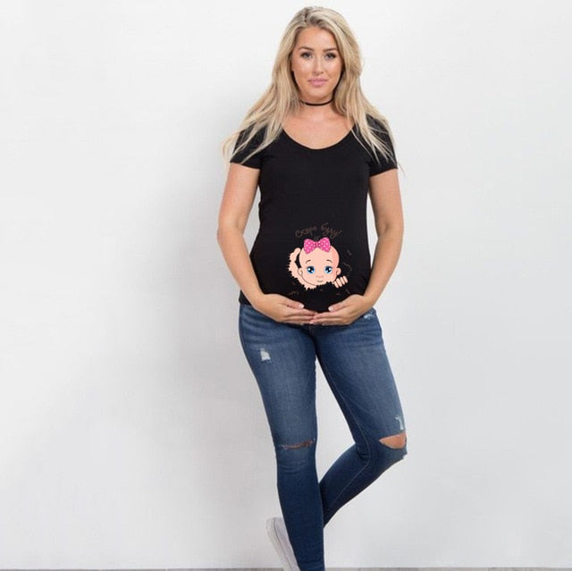 Summer Cartoon Maternity Pregnancy Tee