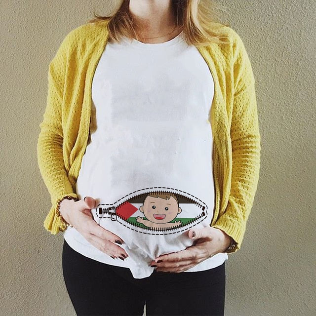 Summer Cartoon Maternity Pregnancy Tee