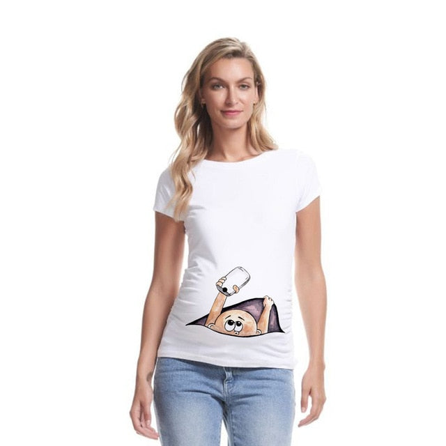Summer Cartoon Maternity Pregnancy Tee