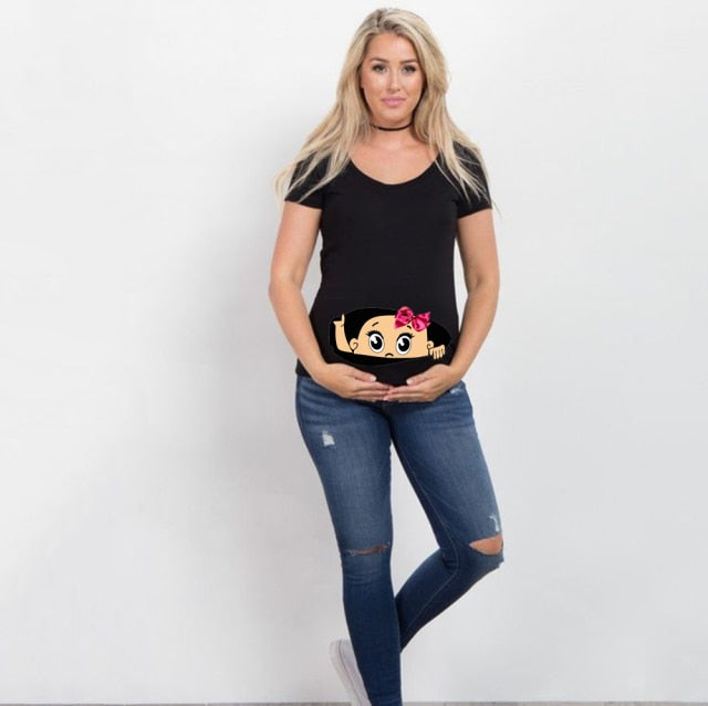Summer Cartoon Maternity Pregnancy Tee