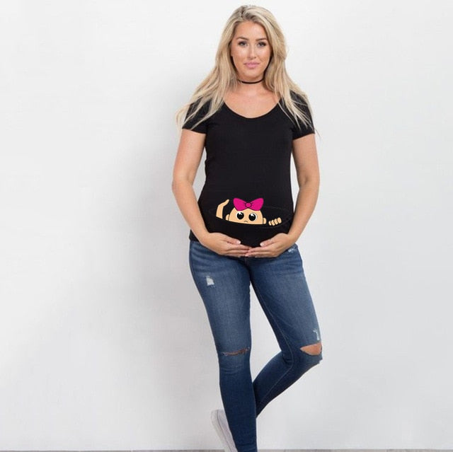 Summer Cartoon Maternity Pregnancy Tee