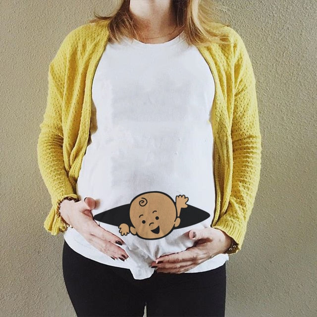 Summer Cartoon Maternity Pregnancy Tee