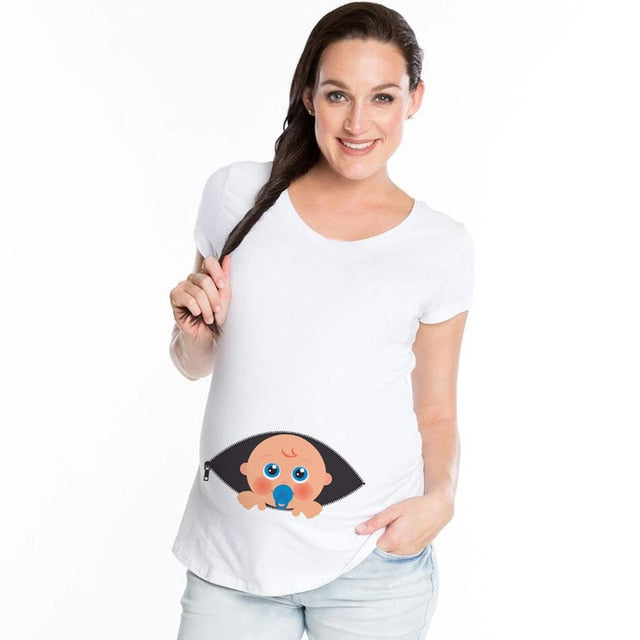 Summer Cartoon Maternity Pregnancy Tee