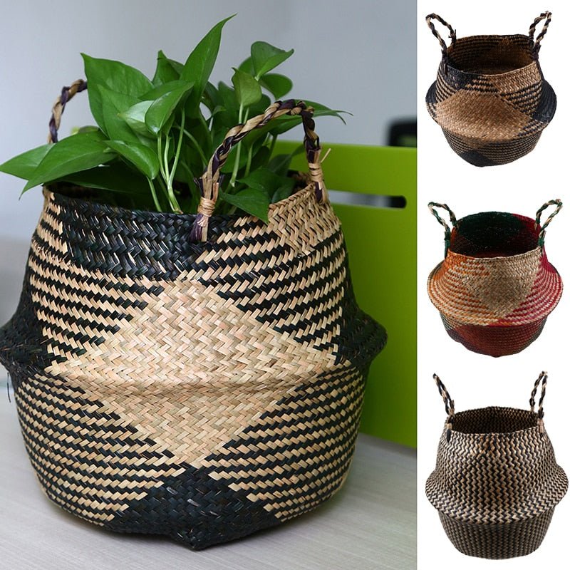 Handmade Rattan Woven Flower Basket Decor