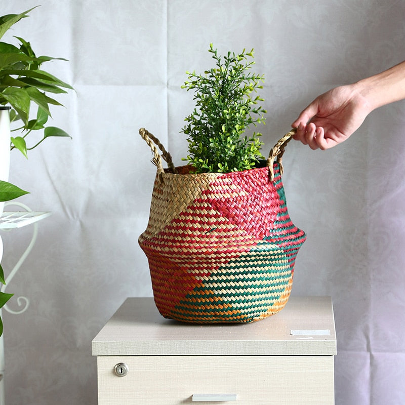 Handmade Rattan Woven Flower Basket Decor