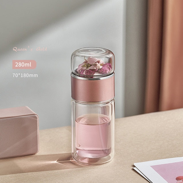 280ML Tea Infuser Glass Water Bottle