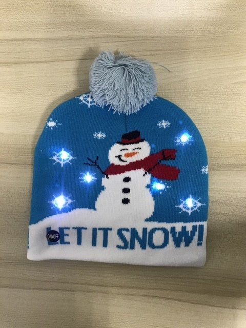 LED Knitted Christmas Hat Beanie Light Up Warm Hat