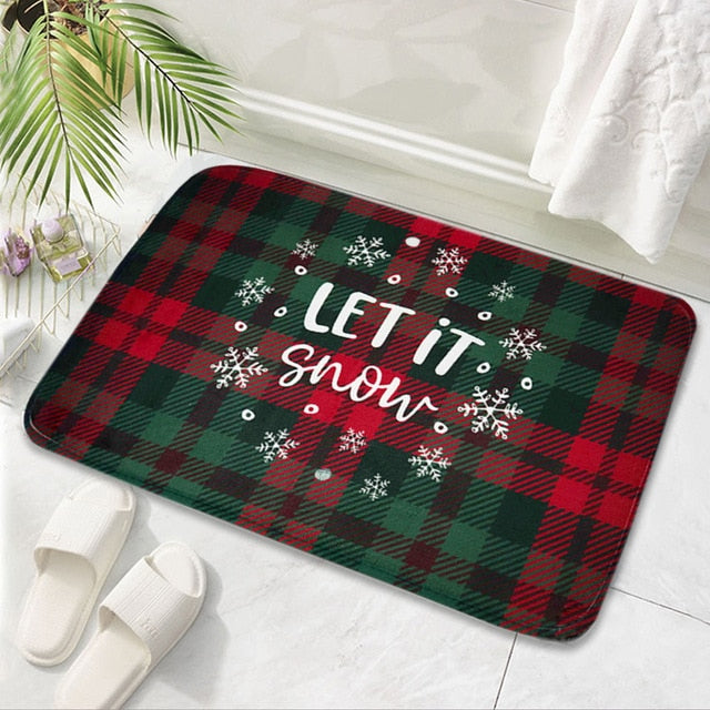 Merry Christmas Bath Mat Flannel Decorations