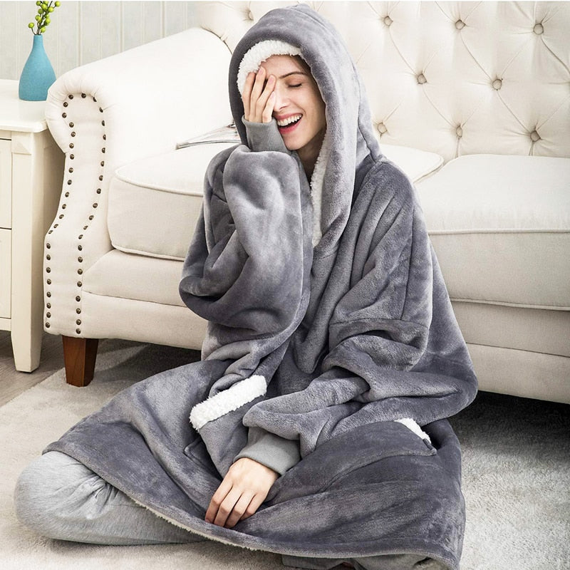 Oversized Hoodie Sweatshirt Winter Fleece Giant TV Blanket