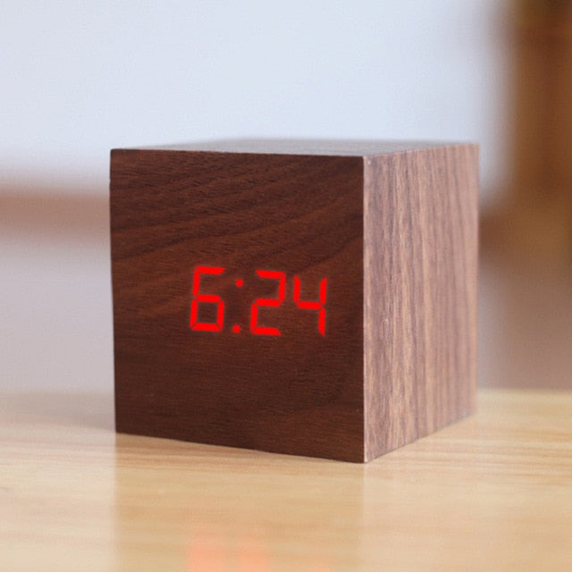 Digital Wooden LED Alarm Clock
