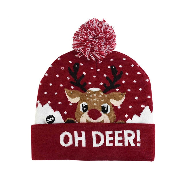 LED Christmas Hat Sweater Knitted Beanie Light Up