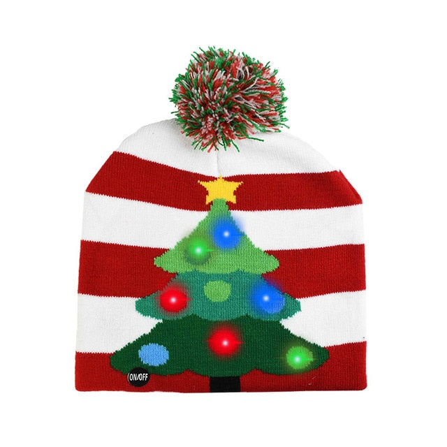 LED Christmas Hat Sweater Knitted Beanie Light Up