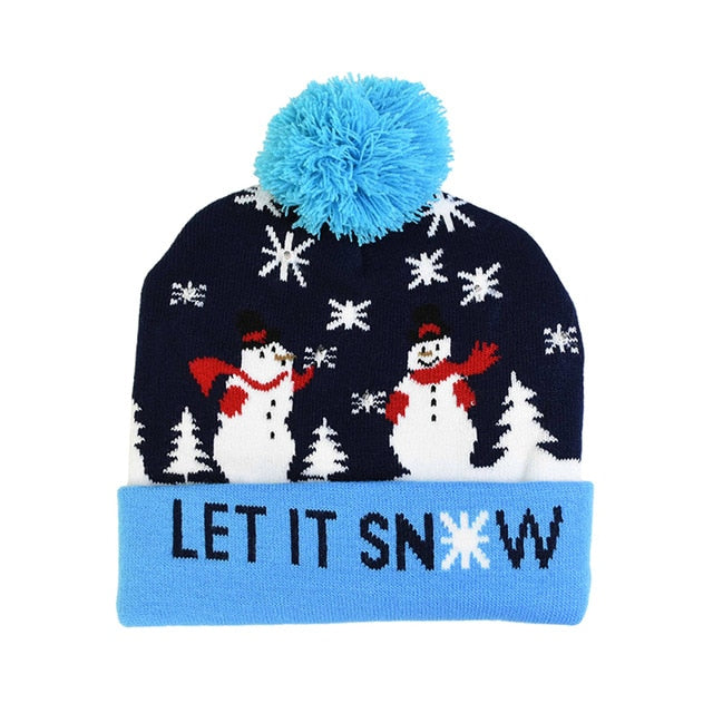 LED Christmas Hat Sweater Knitted Beanie Light Up