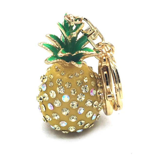 Cubic Zirconia Pineapple Keychain
