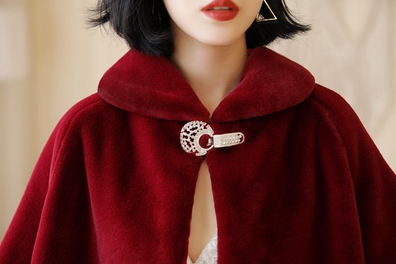 Winter Party Evening Jacket Wraps Faux Fur Cloaks