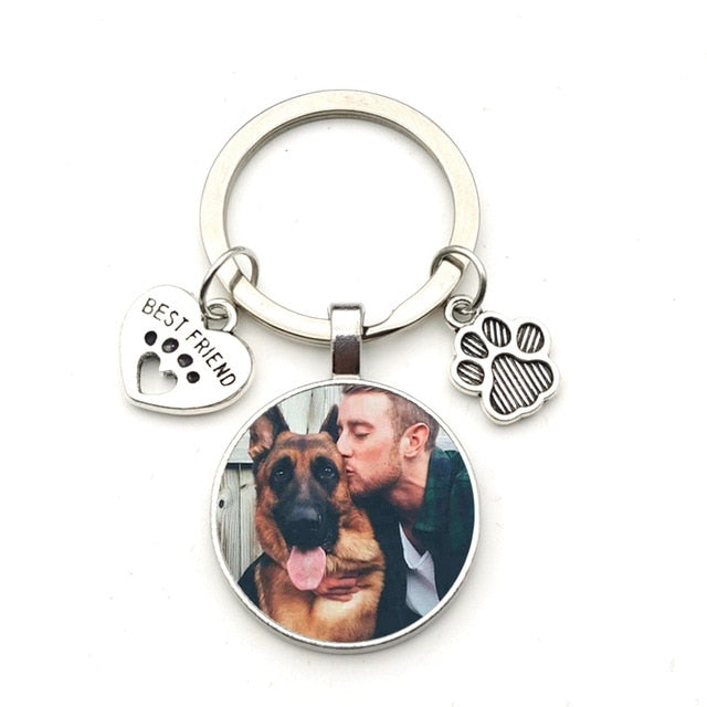 Custom I love Dog Glass Crystal Keychain