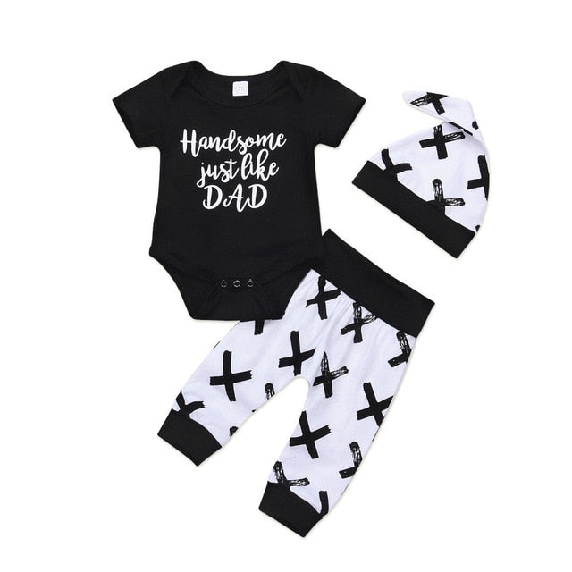 Handsome Just Like Dad Baby Boy 3Pcs Clothes Set