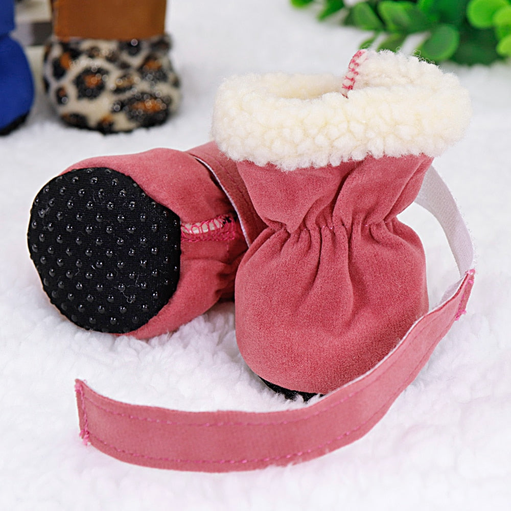4pcs Pet Dog Shoes Winter Boots Socks Anti-slip